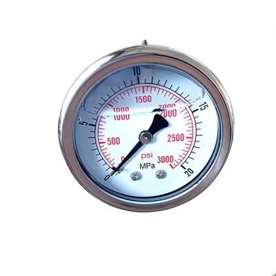 China 304 SS 2 Inch Dial Back Oil Filled Pressure Gauge Case Mounted ANSI B40.1 Grade B for sale