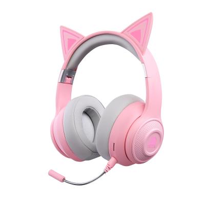 China Hot Pink Viable Selling BT 5.3 Multicolor Girls Gaming Cat Ear Wireless Headphones With Microphone Option for sale