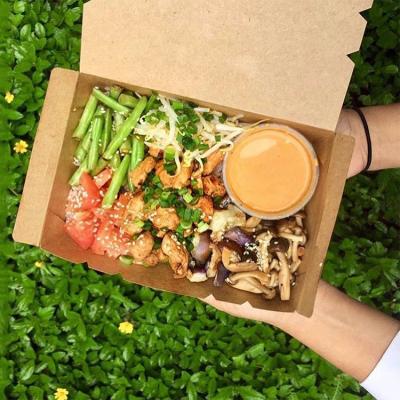 China Custom Recyclable Recycle Healthy Tray Food Takeout Box , Take Away Paper Chopstick Box , Disposable Takeout Food Packaging Lunch Boxes for sale