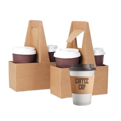 China Disposable Disposable Corrugated Paper Cup Holder For Coffee Tea Cola Drinking Carrier for sale