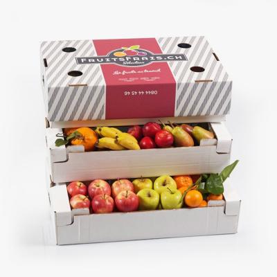 China Recyclable Cardboard Paper Cardboard Corrugated Packaging For Pomegranate Apples Kiwi Orange Dragon Fruit And Vegetable Packing Box for sale