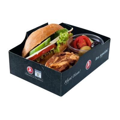 China Recyclable Custom Design Printed Large Cardboard Reusable Natural Healthy White Airline Inflight Meal Serving Food Paper Boxes for sale