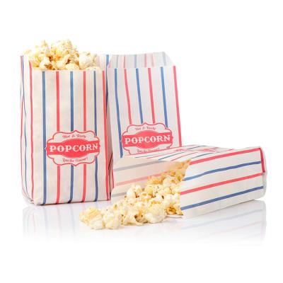 China Food Grade Recyclable Custom Yellow Popcorn Candy Pop Corn Packet Oil Proof Wrapping Paper Popcorn Recyclable Paper Bag For Birthday Parties for sale