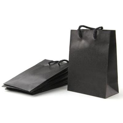 China Recyclable Custom Fashion Eco-friendly Black Gift Kraft Paper Shopping Bags With Logo Printed for sale