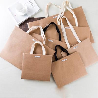 China Wholesale Custom Color Recyclable Manufacturer Shopping Carry Packaging Brown Kraft Paper Eco Friendly Reusable Bag for sale