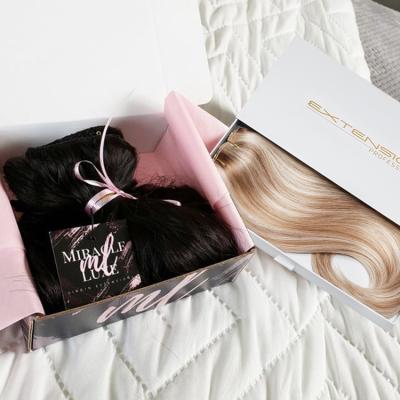 China Recyclable Custom White Black White Yellow Braid Wig Crochet Long Hair Extension Shipping Packaging Corrugated Paper Boxes For Human for sale