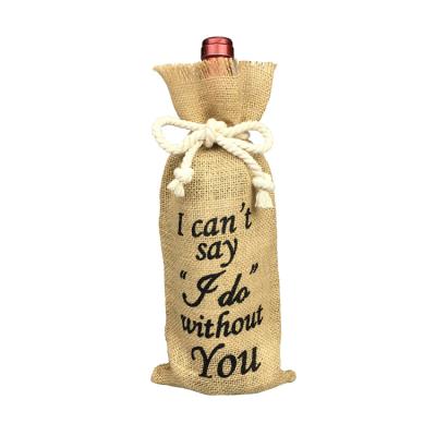 China Reusable Organic Linen Wine Grocery Wedding Favor Christmas Hemp Burlap Shopping Canvas Bag with Twine Rope for sale