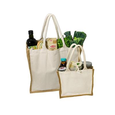 China Reusable and Fashionable Reusable Wholesale Reusable Flat Bottom Organic Hemp Canvas Fabric Hessian Burlap Totes Shopping Bag for sale