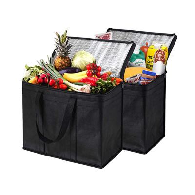 China Customized Food Delivery Wine Waterproof Takeaway Nonwoven Polyester Freezer Packaging Cooler Insulated Shopping Bag for sale