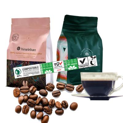 China 12 oz 500g 1kg Food Grade Aluminum Foil Custom Printed Packaging Coffee Bag Biodegradable Flat Bottom Coffee Beans With Valve for sale