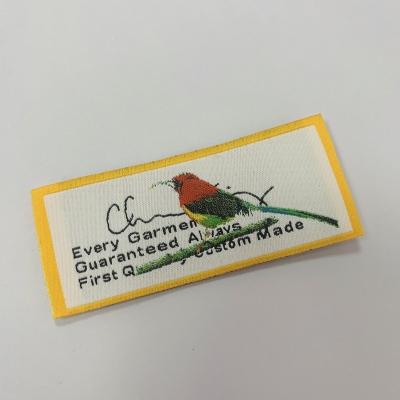 China 20 years of sustainable weaving experience to customize private high density apparel woven damask labels for sale