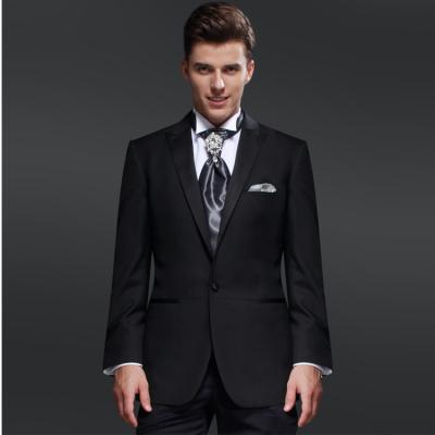 China New 70% Anti-Shrinkage Wool One Buttons Peak Lapel Black Tuxedo Suits for sale