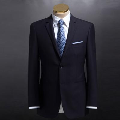 China Slim Fit Men's Business Style Two Buttons Notch Lapel Anti Shrink Navy Suits Custom Made Suits for sale