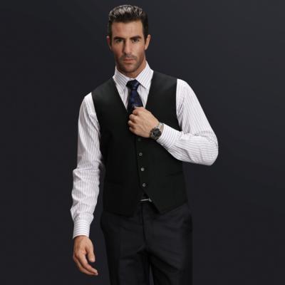 China Anti-pilling No 70% Wool Lapel Four Buttons Mens Designer Dark Gray Vest for sale