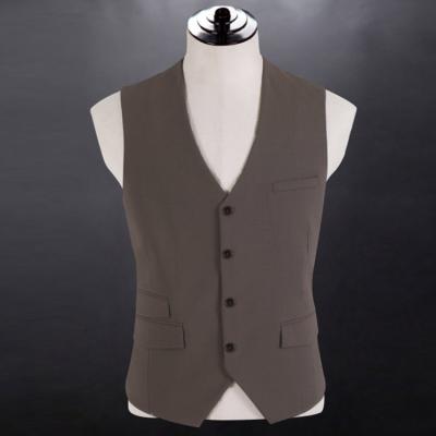 China Anti-pilling men's wool suiting vest 70% khaki lapel four buttons do not invest for sale