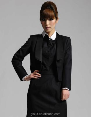 China Black Women Office Anti Shrink Lapel T/R Shawl Uniform Style for sale