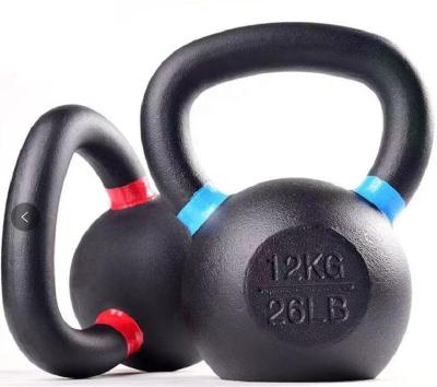 China Home use cheap hot sale good quality black cast iron handle dumbbell set adjustable kettlebell with color ring for sale