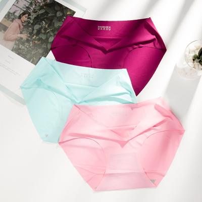 China Cheap Breathable Sexy Seamless One Piece Low Rise Ice Silk Underwear Ladies Panties for sale