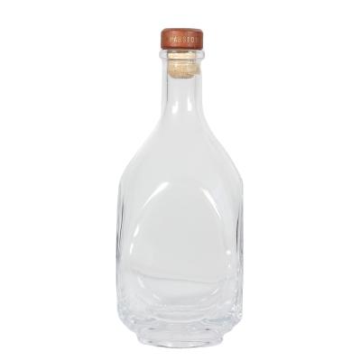 China Unique Polygonal Wine Glass Bottle Large Capacity Whiskey Vodka Spirit Juniper Rum Glass Liquor Bottle for sale