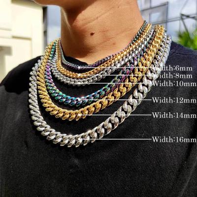 China Hiphop Cubin Link Jewelry Miner Necklace cubano Miami Gold Iced Out Chain Cadenas De cubanas or Men's Hip Hop Cuban Link Chain Necklace for sale