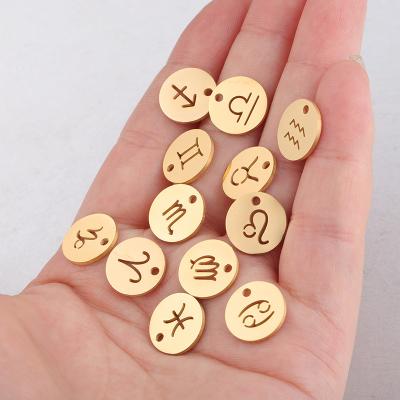 China FASHIONABLE DIY Jewelry Custom Stainless Steel Metal Nail Necklace Pendants Symbol 18k Gold Accessories Coins Zodiac Charms Bulk For Jewelry for sale