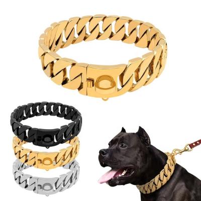 China Padded Collares Para Perros Pet Animals Leash Pour Stainless Steel Cuban Link Dog Collar Chain Pet Coleira Leash Dog Miner Dog Cat Leash for sale