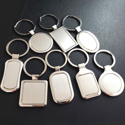 China Fashionable High Quality Zinc Alloy Metal Engraving Logo Car Keyholders Custom Square Round Shaped Chain Sublimation Mute Key for sale