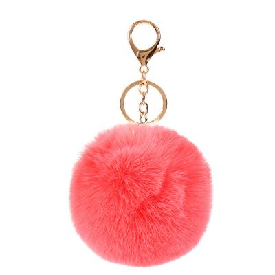 China Furry Ball Keychain Girly Keychains Fuzzy Pink Fur Ball Puffball Furball Fox Fur Key Chain Pom Pom Keyring Promotion Souvenir Gift for sale