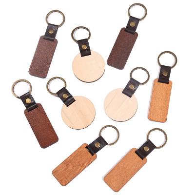 China Eco-friendly Material Personalized Gift Coordinates Unfinished Leather Key Chain Longitude Latitude Disc Buckle Wooden Laser Bar Key Chain Blank for sale