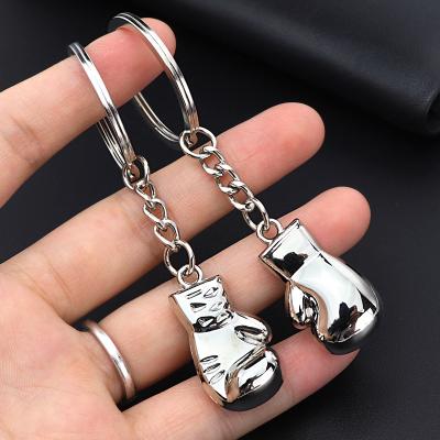 China Advertising Custom Strong Key Hanging Ring Mini Boxing Glove Keychain Promotion Key Chain Team Silver 3D Metal Boxing Gloves Metal Holder Keychain for sale