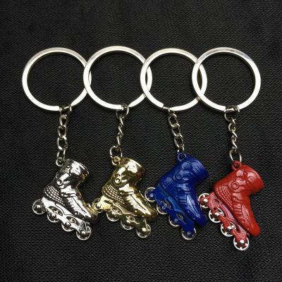 China Animal Cheap Wholesale Bulk Custom Shoe Keychains Metal Roller Skate Key Chain Skiing for sale