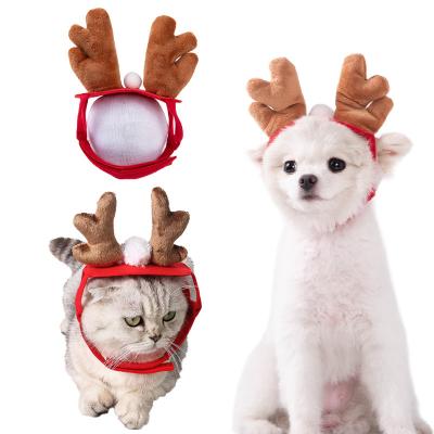 China Stocked dropshipping2023 New Christmas Dress Up Antler Headband Adjustable Hat Decoration Dog Cat Pet Supplies for sale