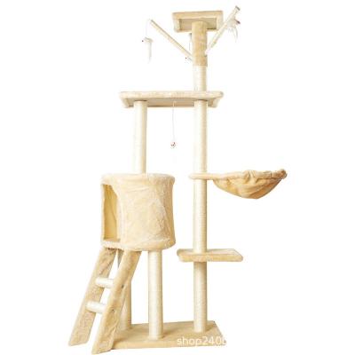 China Sustainable 2023 Hot Sell  Cats Small Animals Cat Tree Tower Furniture Cat Condo Tree Tower With Hammock for sale