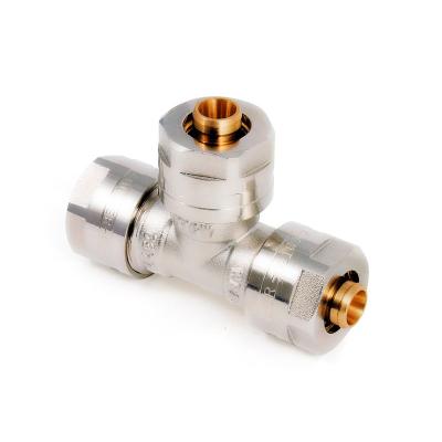 China Brass Plumbing Underfloor Heating System Compression Nickel Plated Fitting For HDPE Pipe Brass Pipe Fitting for sale