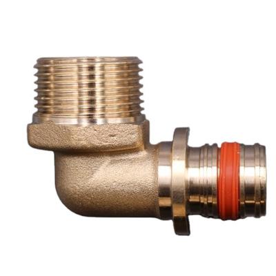 China Underfloor Heating System Brass Compression Type Elbow Connector For 90 Pex Alu Pipe for sale