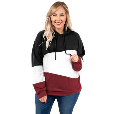 China wholesale Anti-wrinkle autumn and winter stripes plus size women's hoodie black oversized with drawstring sweatshirt hoodie ladies top for sale