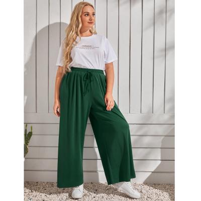 China New Large Size Women's Anti-pilling Knitted Waistband Straps Plus Size Wide-Leg Casual Pants for sale