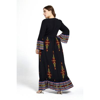 China 2021 viable spring and summer new fashion print size plus size women's long bohemian casual dress for sale