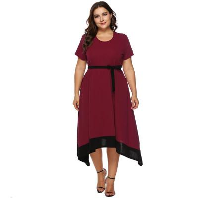 China Viable Summer Plus Size Round Neck Ladies Casual Pungent Irregular Maxi Dress for sale