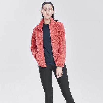 China 2021 Winter Women's High Quality Fashion Jacket Ladies Collar Coat Warm Thick Warm Coral Fleece Zipper Up Stand for sale