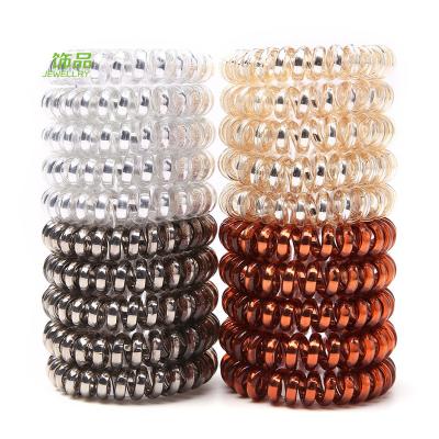 China 100 Pcs/bracelet High Quality Spell Metal Telephone Wiring Coil Gum Elastic Hair Band 4.5cm Punk Hair Tie Hair Band Ponytail Holder Headband for sale