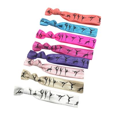 China Wholesale Headwear 200pcs 11 Colors GYM Printed Hair Band Girls Dancer Ponytail Holder Wristband Elastic Band Wristband for sale