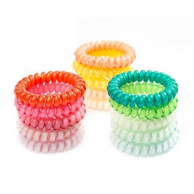 China 200pcs 5cm Elastic Rubber Band European and American Gum 25 Style Telephone Wiring Elastic Band Candy Colors Coil Spiral Rope Hair Tie Bracelet Girl Ponytail Holder Solid for sale