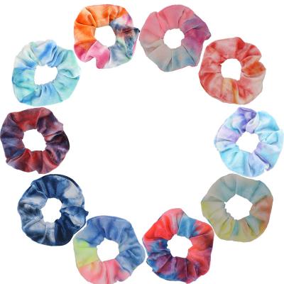 China Soft Hair Ring Velvet Fabric Hot Sale Dye Hair Scrunchies Velvet Elastic Hair Band Bracelet 10 Colors 100pcs for sale