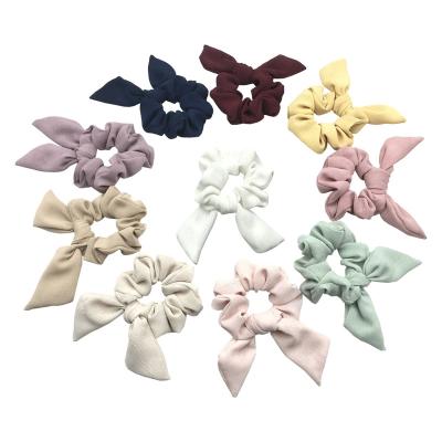 China Wholesale 100pcs Headwear Soft Elastic Hair Bunny Ear Scrunchies Elastic Hair Band Scrunchies Headwear Ponytail Holder Hair Accessories for sale