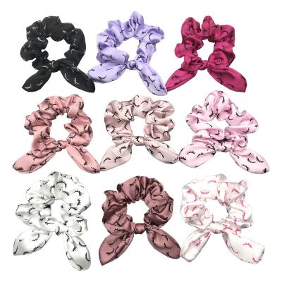 China Fashion Bunny Ear Scrunchies Wholesale Rabbit Eyelash 50pcs Hair Scrunchies Girls Ponytail Holder Women Elastic Headband Bracelet for sale