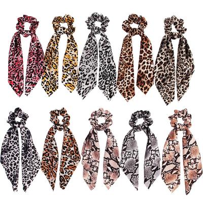 China 50pc/lot New Arrived Chiffon Cloth+Scarf Leopard Snakeskin Print Scrunchie Chiffon Hair Band Ponytail Holder Nylon Headwear for sale