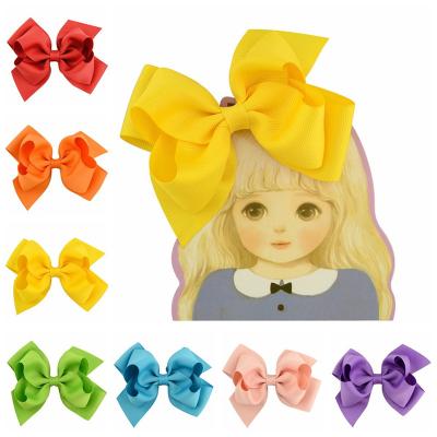 China Good Quality 12cm Grosgrain Ribbon Bow With Clip Handmade Kids Bow Hair Clip Hairpin Barrette Hair Clip 50 PCs 16Colors for sale