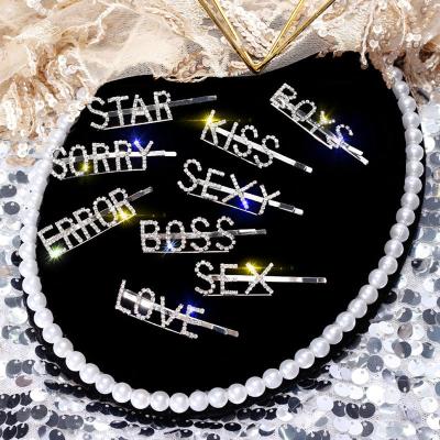 China Hair Decoration 50Pcs 16 Styles Hot Sale Hair Clips Letter Hair Clips Boys Girls Sexy Crystal Bobby Hair Pin Bride Jewelry Accessories for sale