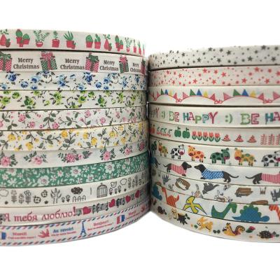 China Wholesale 100meters 15mm Cotton Viable Ribbon Heat Transfer Printing DIY Fabric Handmade Sewing Ribbon For Wedding Christmas Decoration for sale